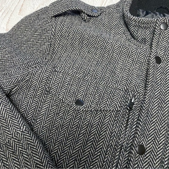 Kenneth Cole Men's Herringbone Field Jacket Coat Wool blend - Black and Gray XL - Picture 4 of 12
